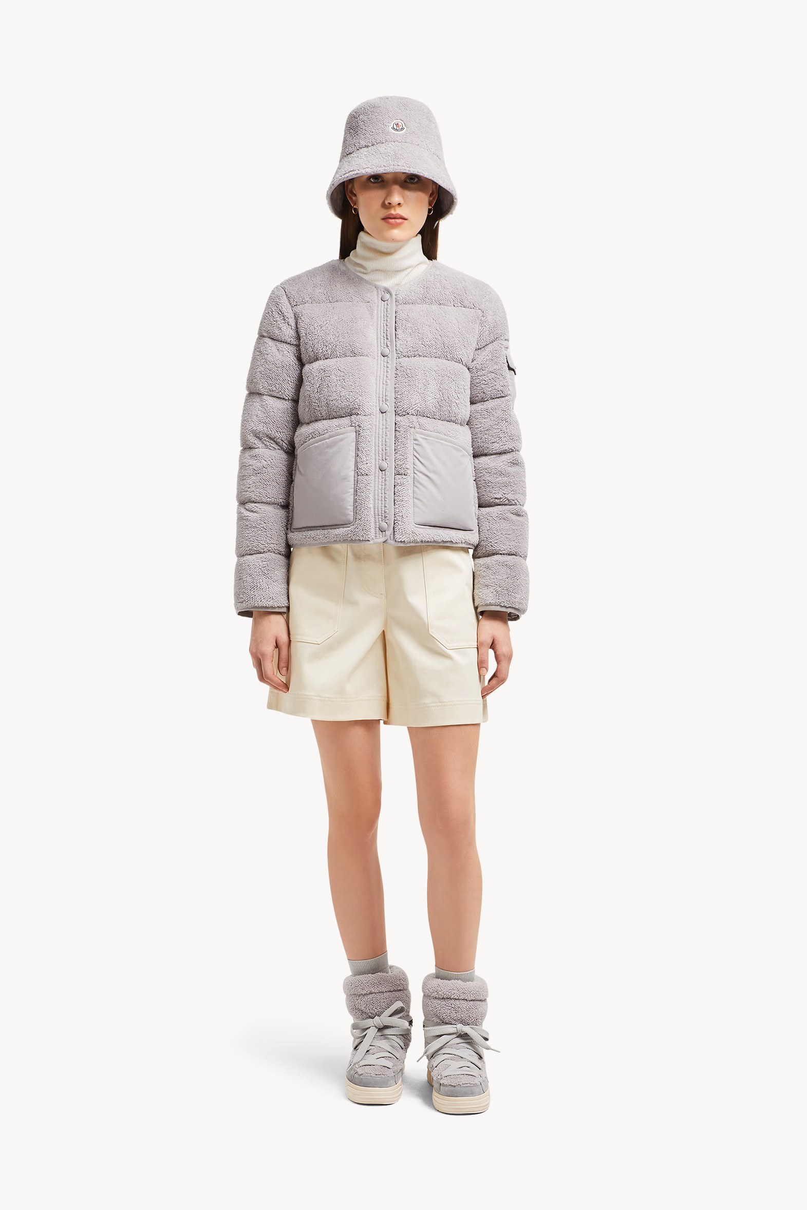 Plumífero corto efecto peluche Floyrac Mujer Gris Moncler 0